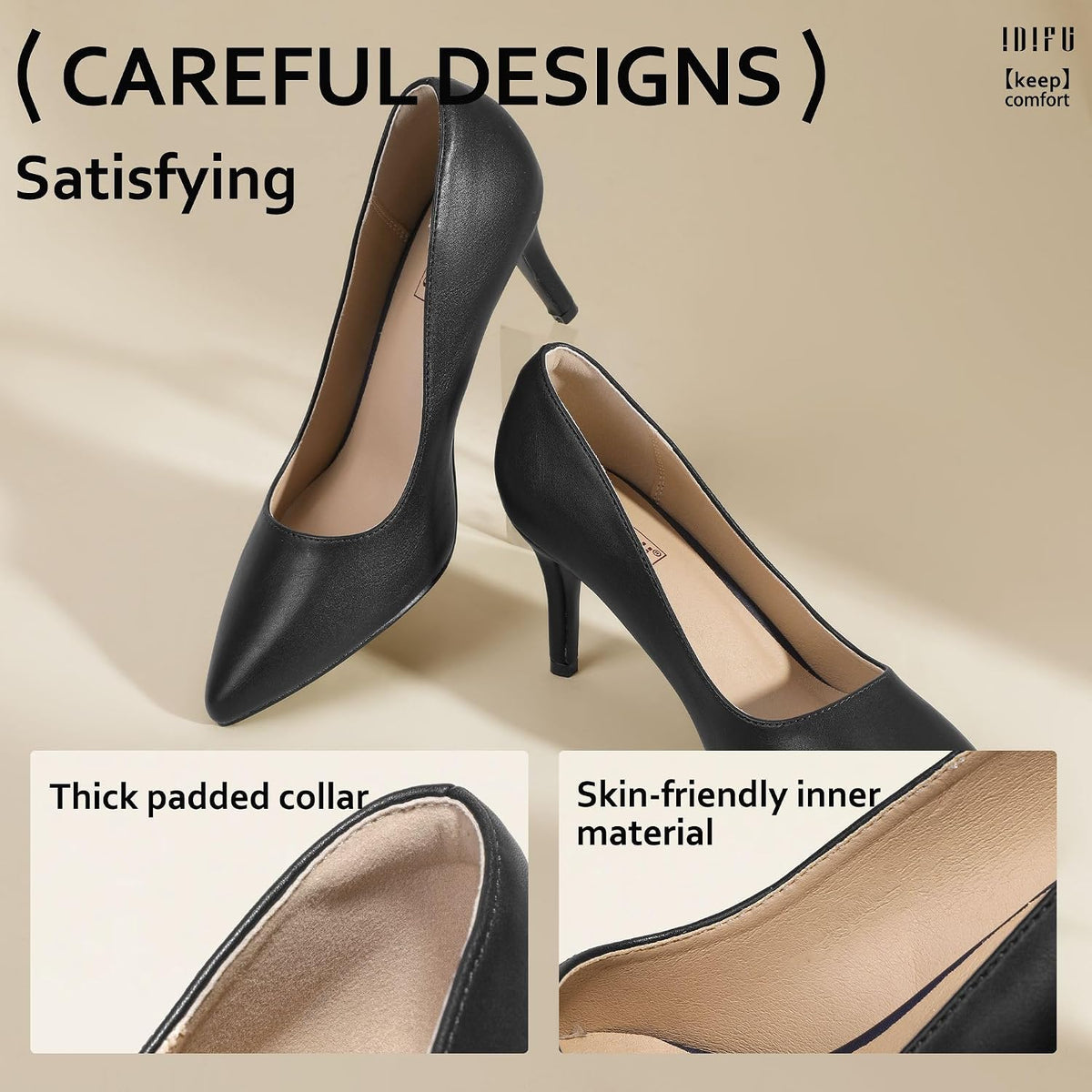 IDIFU High Closed Toe Heels Women's Pumps Pointed Stiletto Dress Shoes