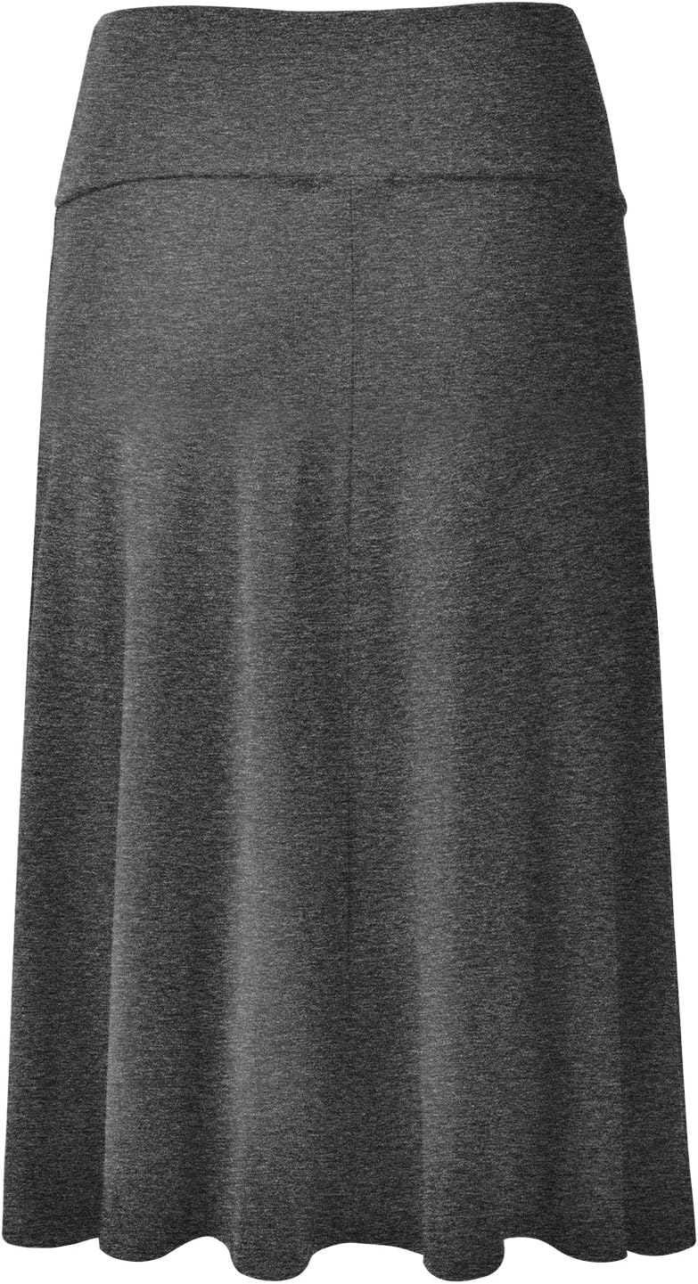 EIMIN Women's Solid Flared Lightweight Elastic Waist Classic Midi Skirt (S-3XL)