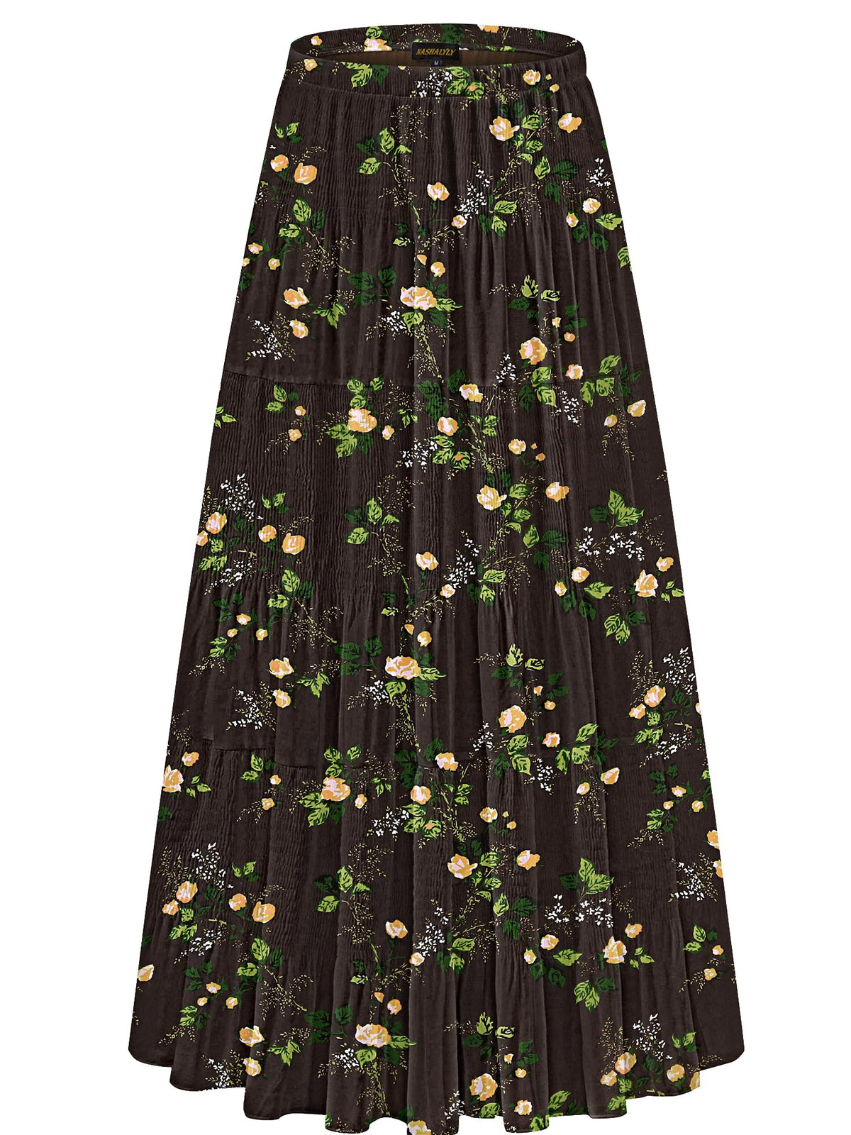 NASHALYLY Women's Chiffon Elastic High Waist Pleated A-Line Maxi Skirts
