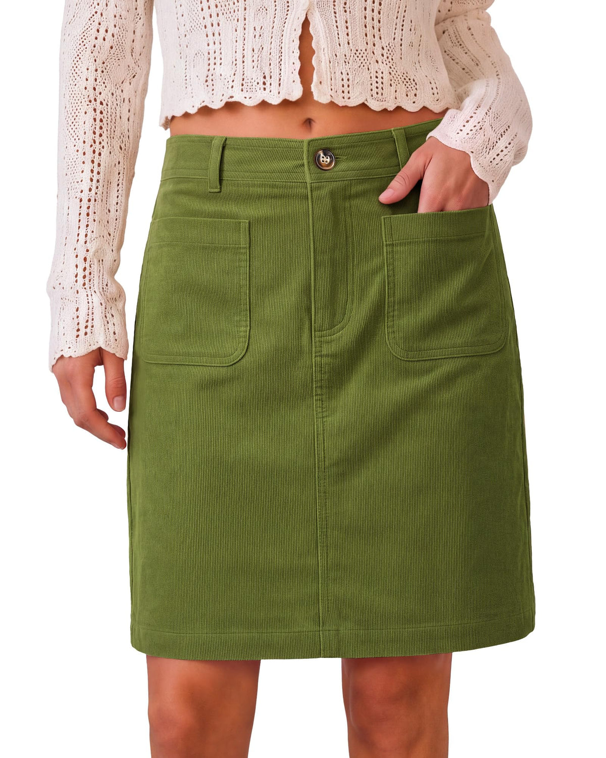 LookbookStore Corduroy Skirts for Women High Waisted Stretchy Short Skirts