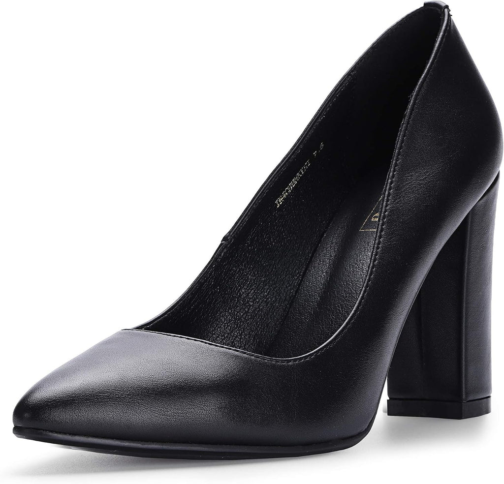 IDIFU Women's IN4 Chunky High Heels Closed Pointed Toe Pumps