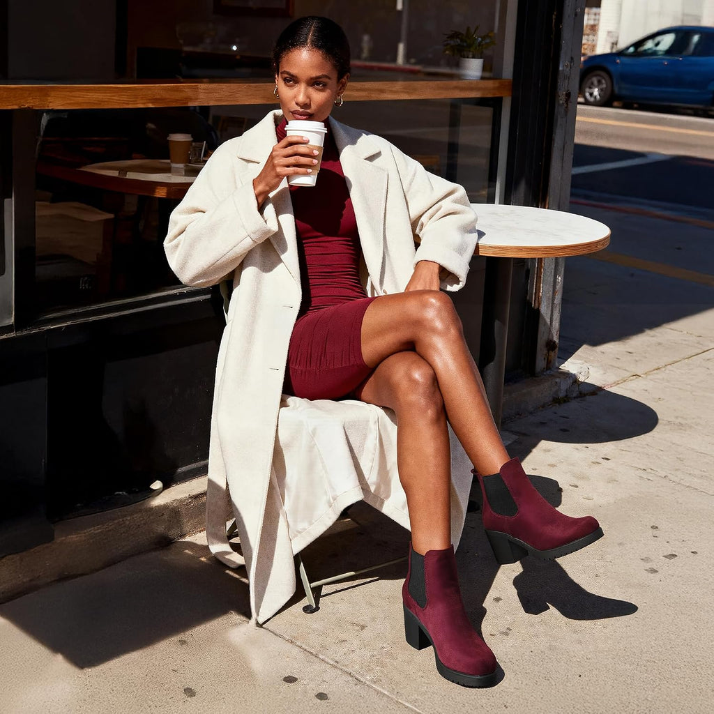 DREAM PAIRS Women's Chelsea Ankle Boots Fall Booties Shoes