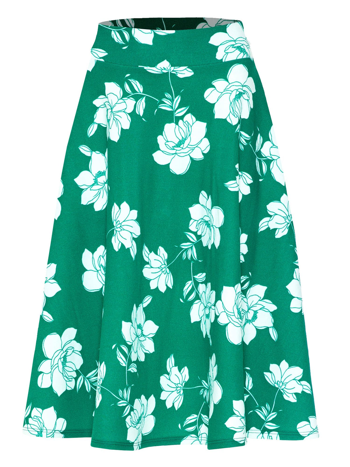 SSOULM A-Line Midi Skirt - Made in USA - Stretchy High Waisted Flare Skirts with Plus Size