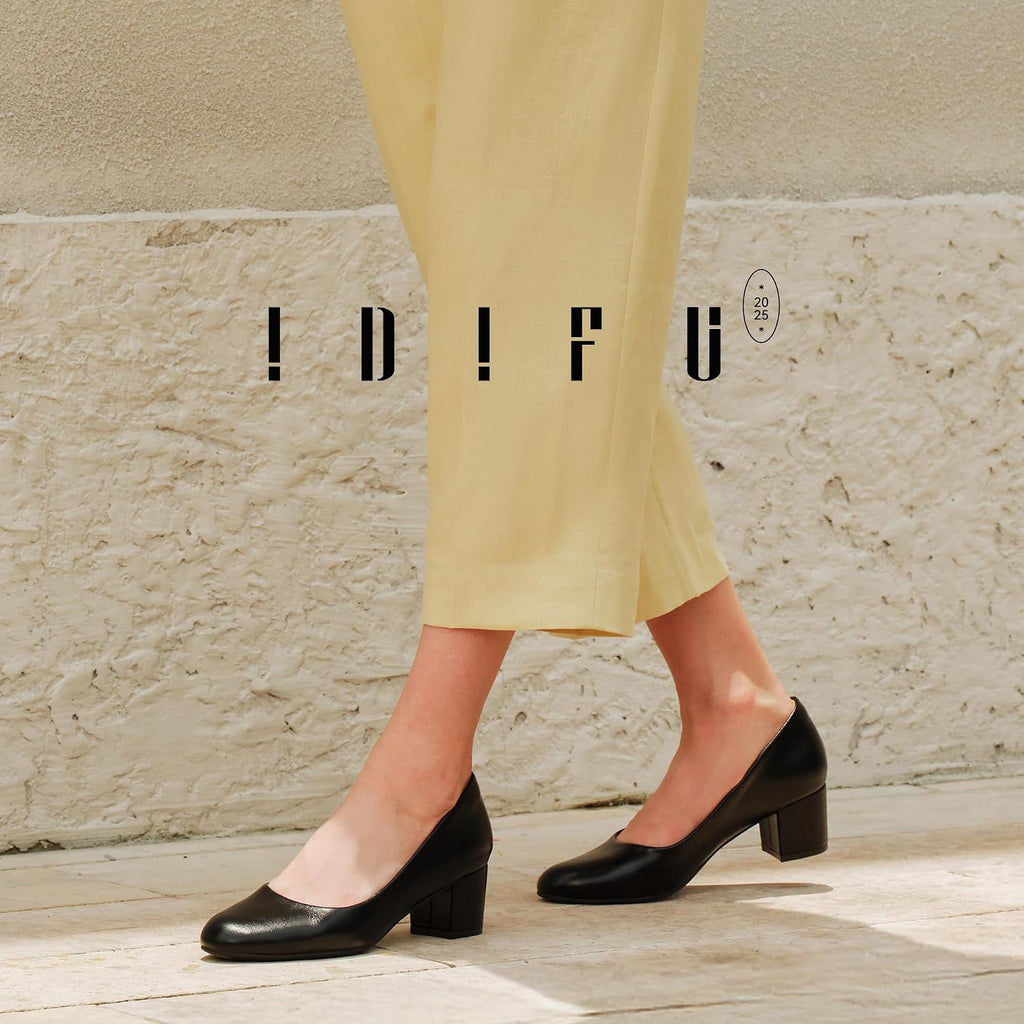 IDIFU IN2 Closed Toe Low Heels Block Chunky Short Pumps Shoe