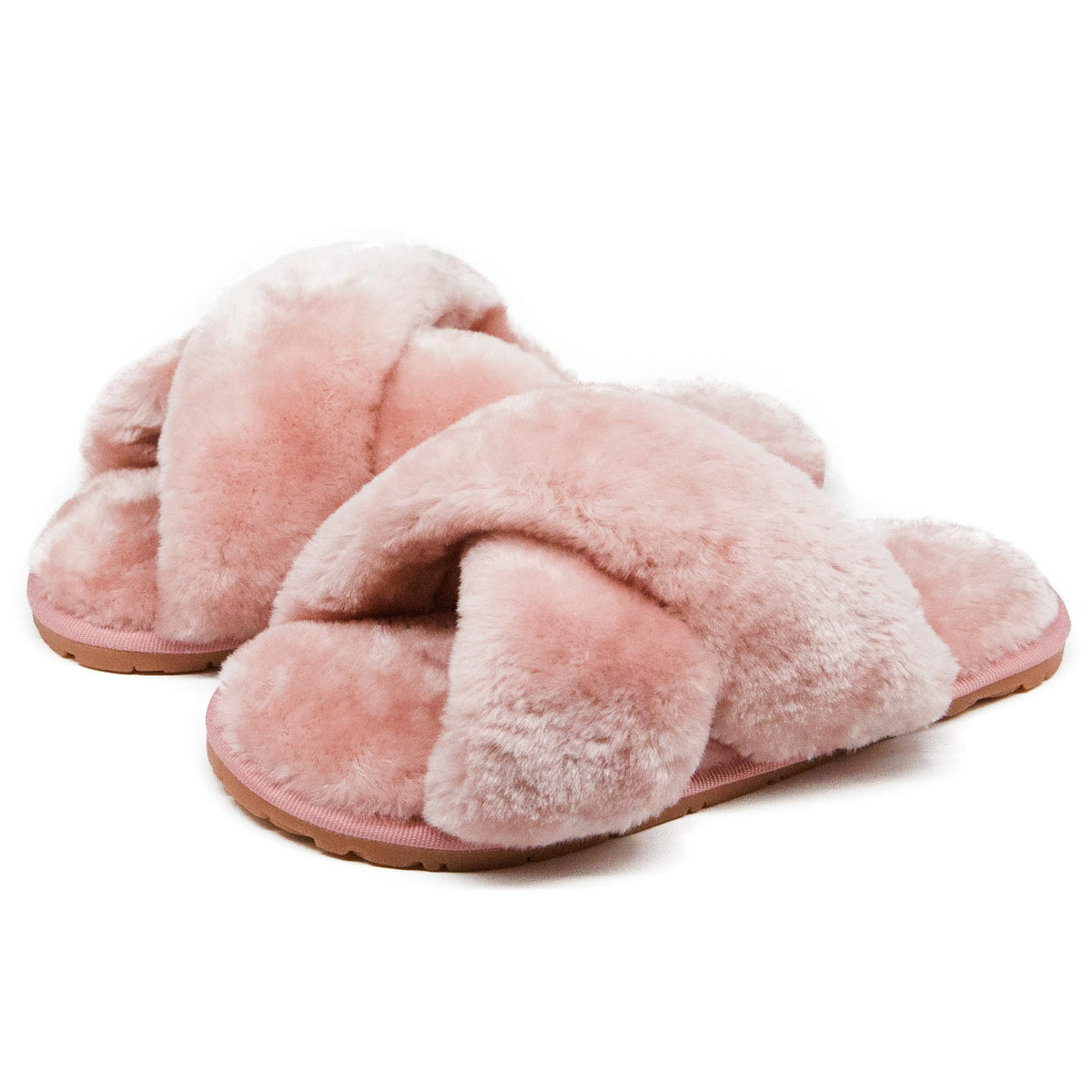 Crazy Lady Womens Fuzzy House Slippers Cross Band Memory Foam Sandals