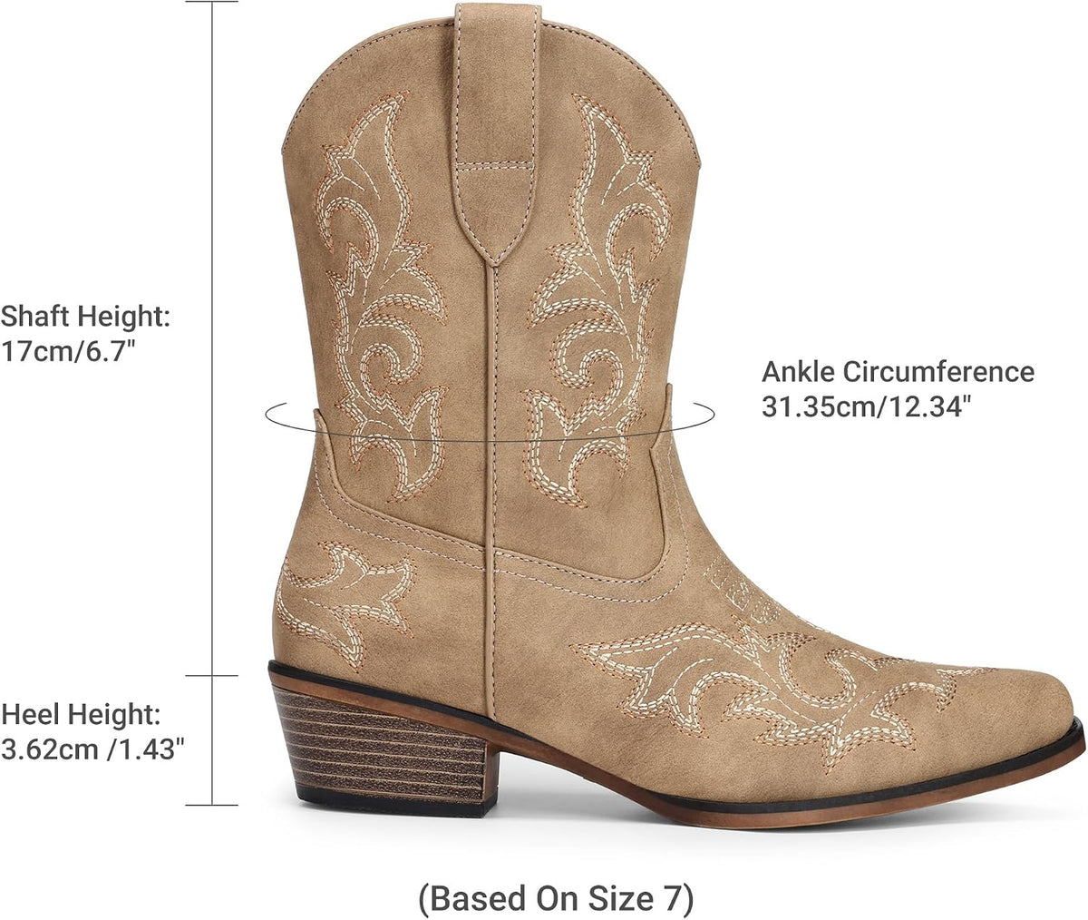 DREAM PAIRS Women's Cowboy Cowgirl Western Ankle Boots