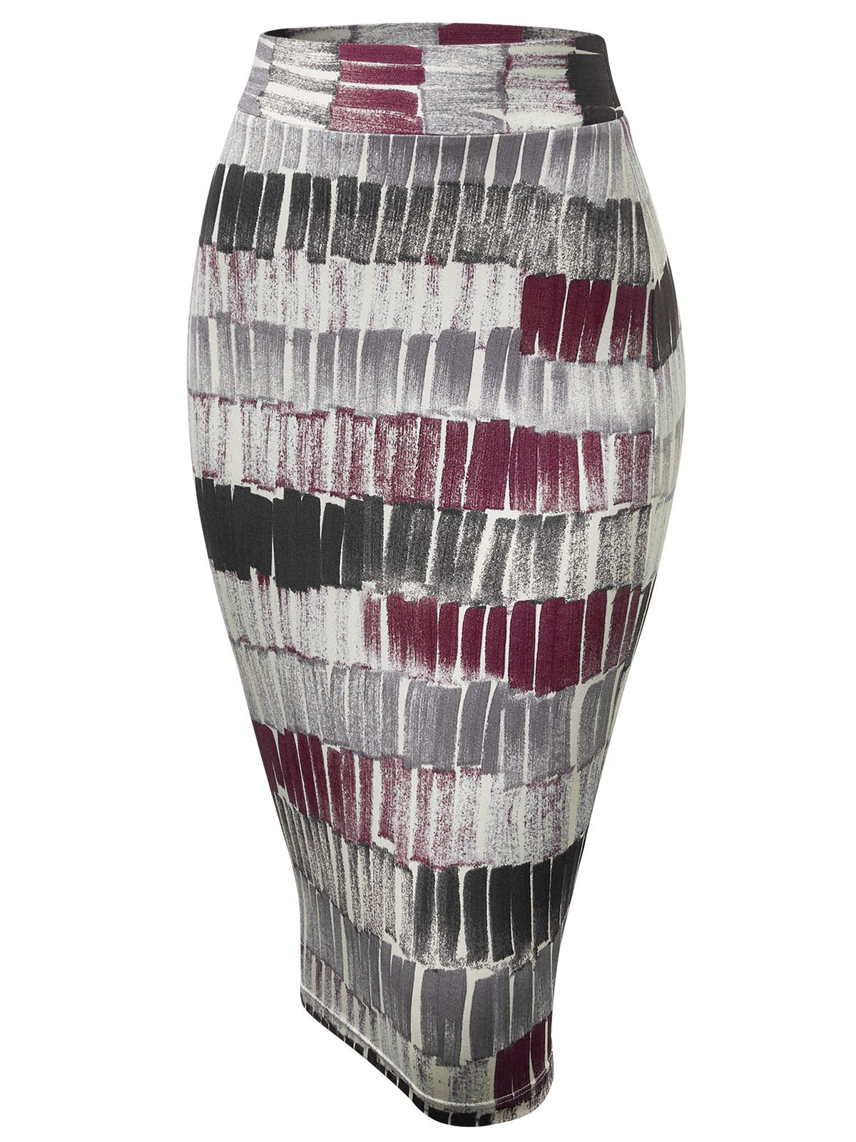 Made By Johnny Women's Premium Scuba Stretch High Waist Pencil Skirt Below Knee for Office Wear