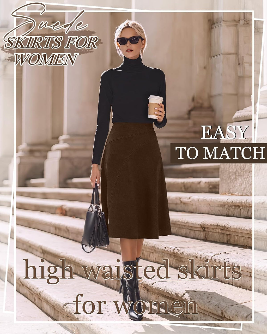Neer Women’s High Waisted Skirt A Line Midi Skirt