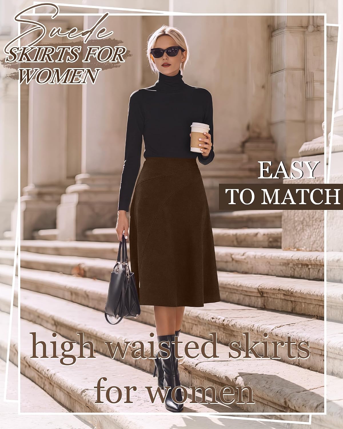 Neer Women’s High Waisted Skirt A Line Midi Skirt