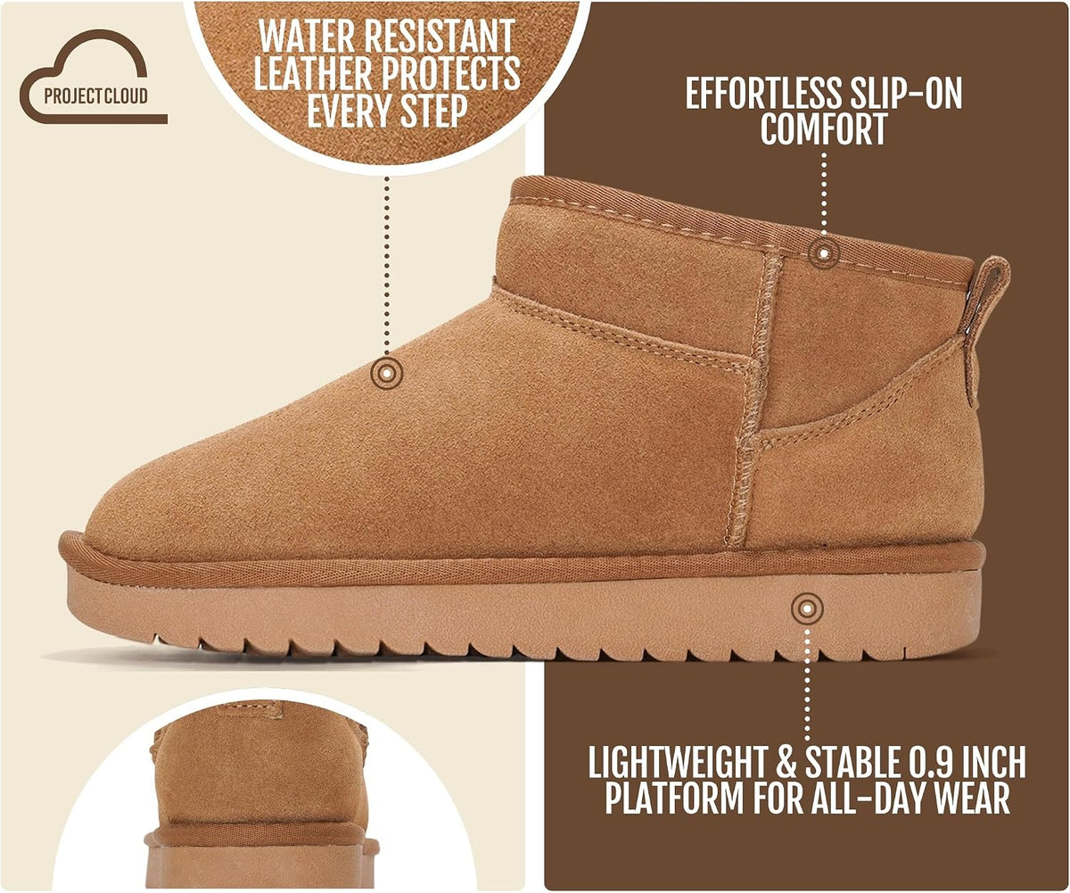 100% Genuine Leather Womens Boots Fur-Lined Booties Ankle Boots for Women