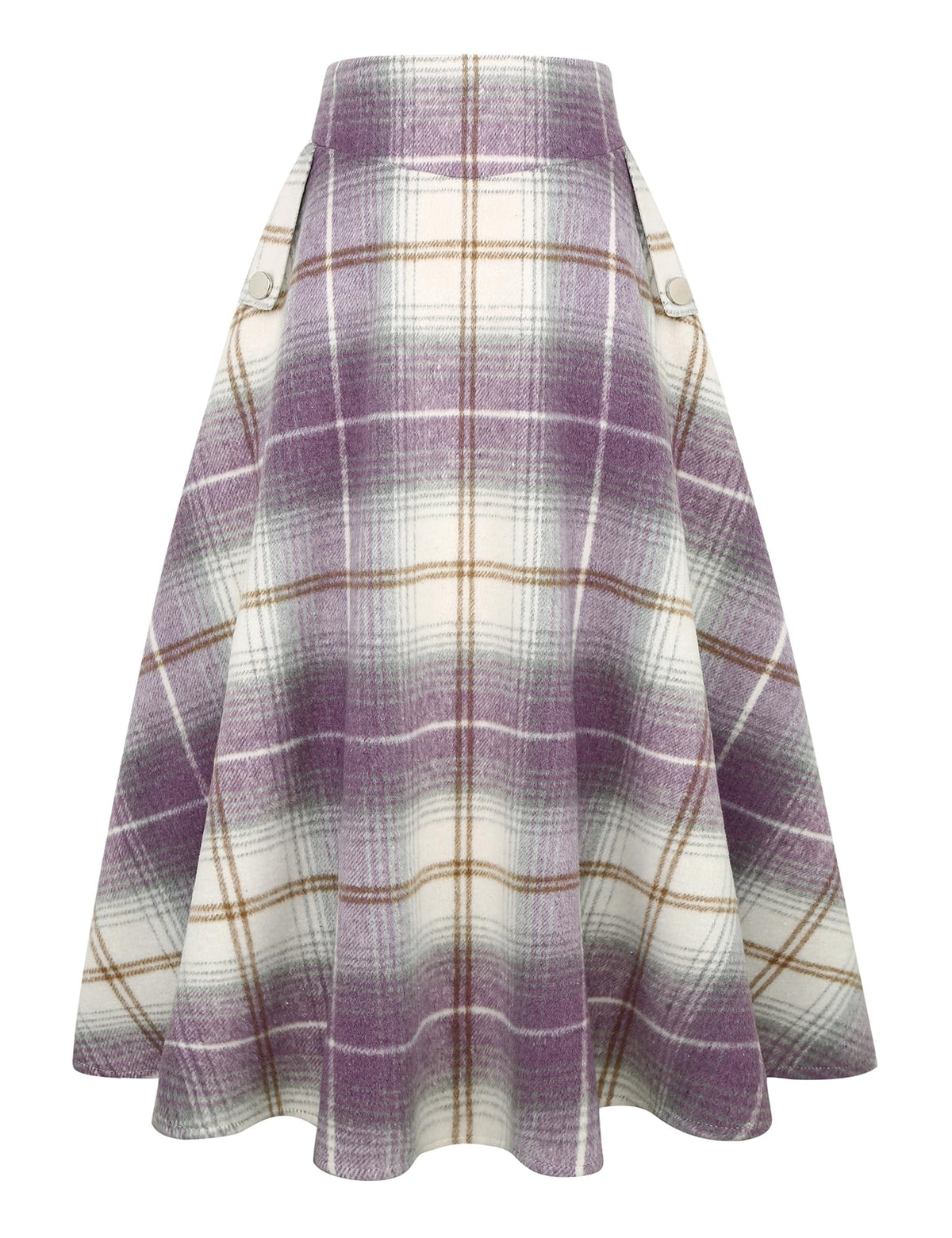 IDEALSANXUN Women’s Fall Winter High Waisted Wool Plaid A-line Long Skirt