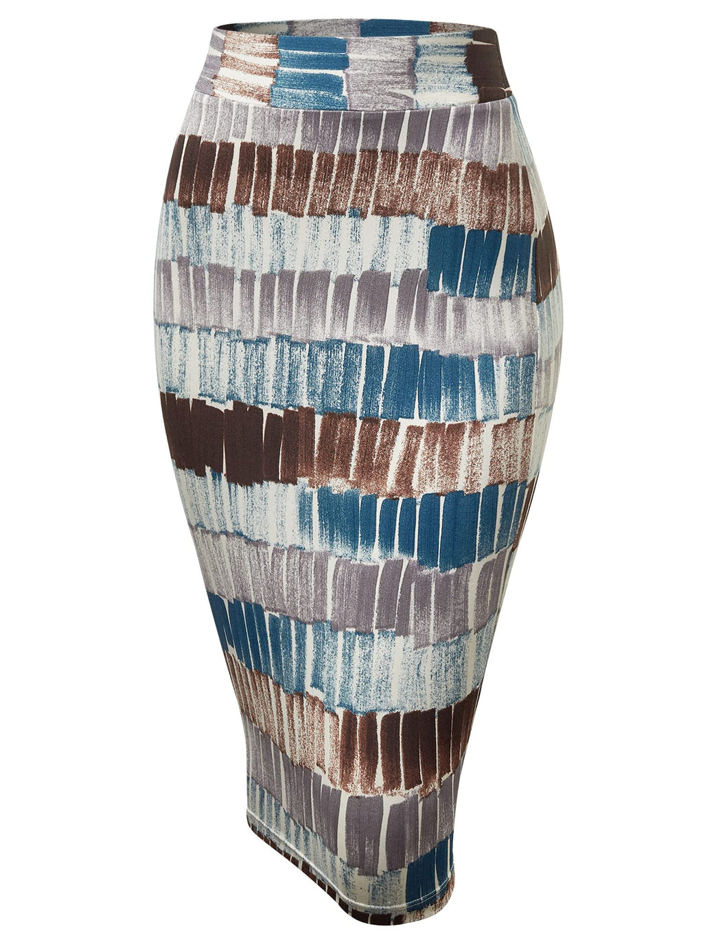 Made By Johnny Women's Premium Scuba Stretch High Waist Pencil Skirt Below Knee for Office Wear