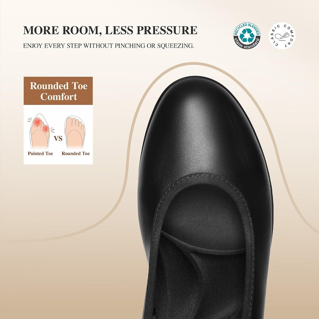 DREAM PAIRS Women's Chunky Round Toe Dress Shoes