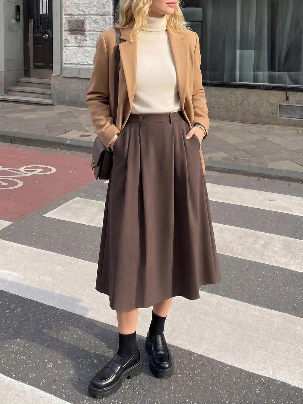 Casly Lamiit A-Line Midi Skirts for Women Business Skirt