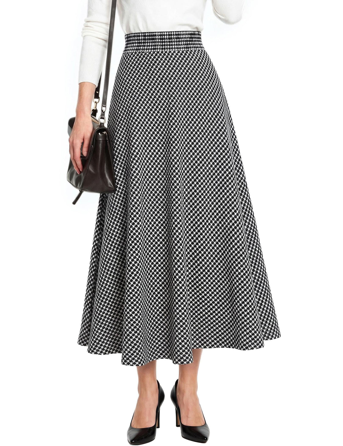 Zeagoo Plaid Skirts for Women Elastic Waist Aline Tartan Skirt with Pockets