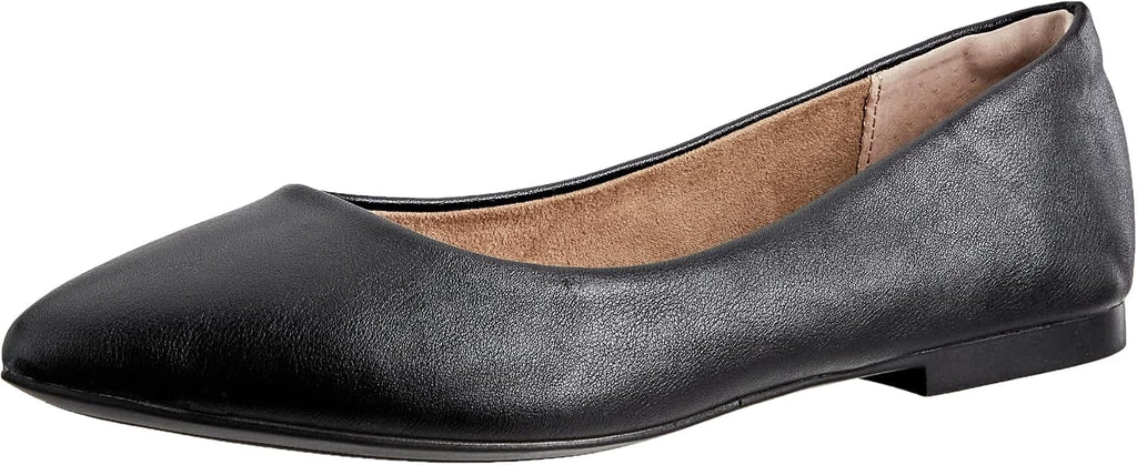 Amazon Essentials Women's Cushioned Pointed-Toe Ballet Flat, Slip-on Non-Slip Work Shoes Regular and Wide Widths