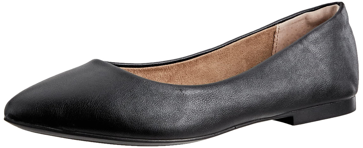Amazon Essentials Women's Cushioned Pointed-Toe Ballet Flat, Slip-on Non-Slip Work Shoes Regular and Wide Widths