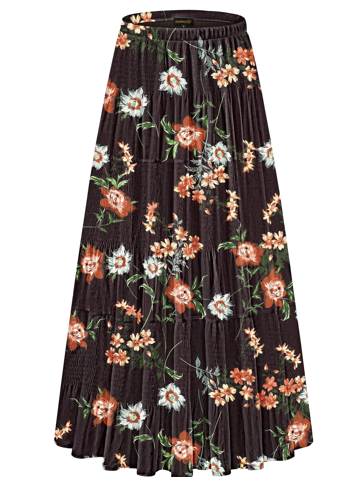 NASHALYLY Women's Chiffon Elastic High Waist Pleated A-Line Maxi Skirts