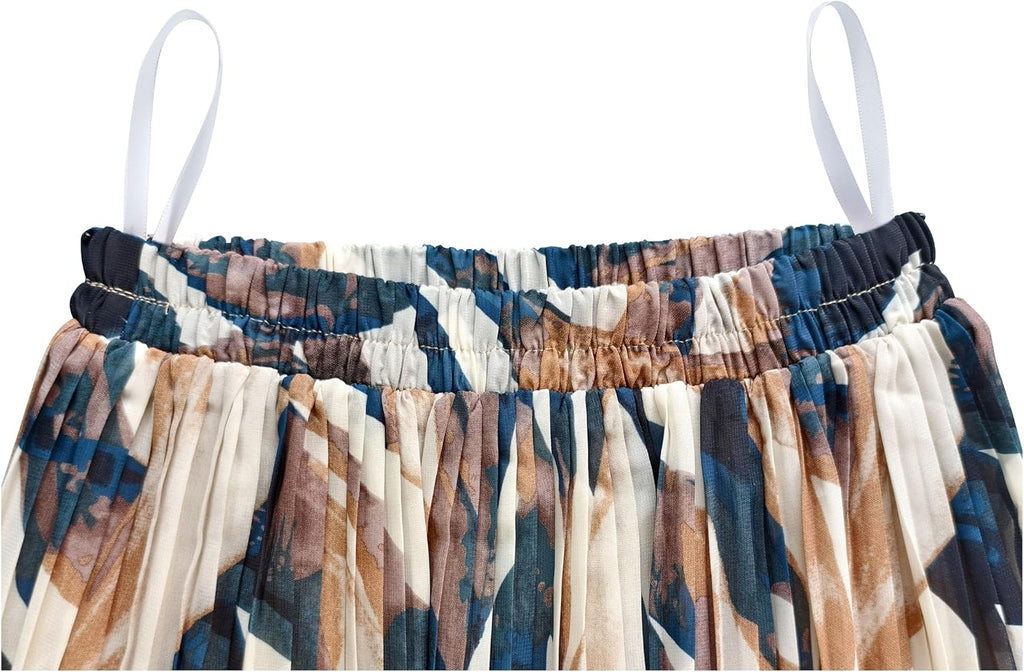 Kingfancy Women's Pleated Skirt A-Line Midi Skirts