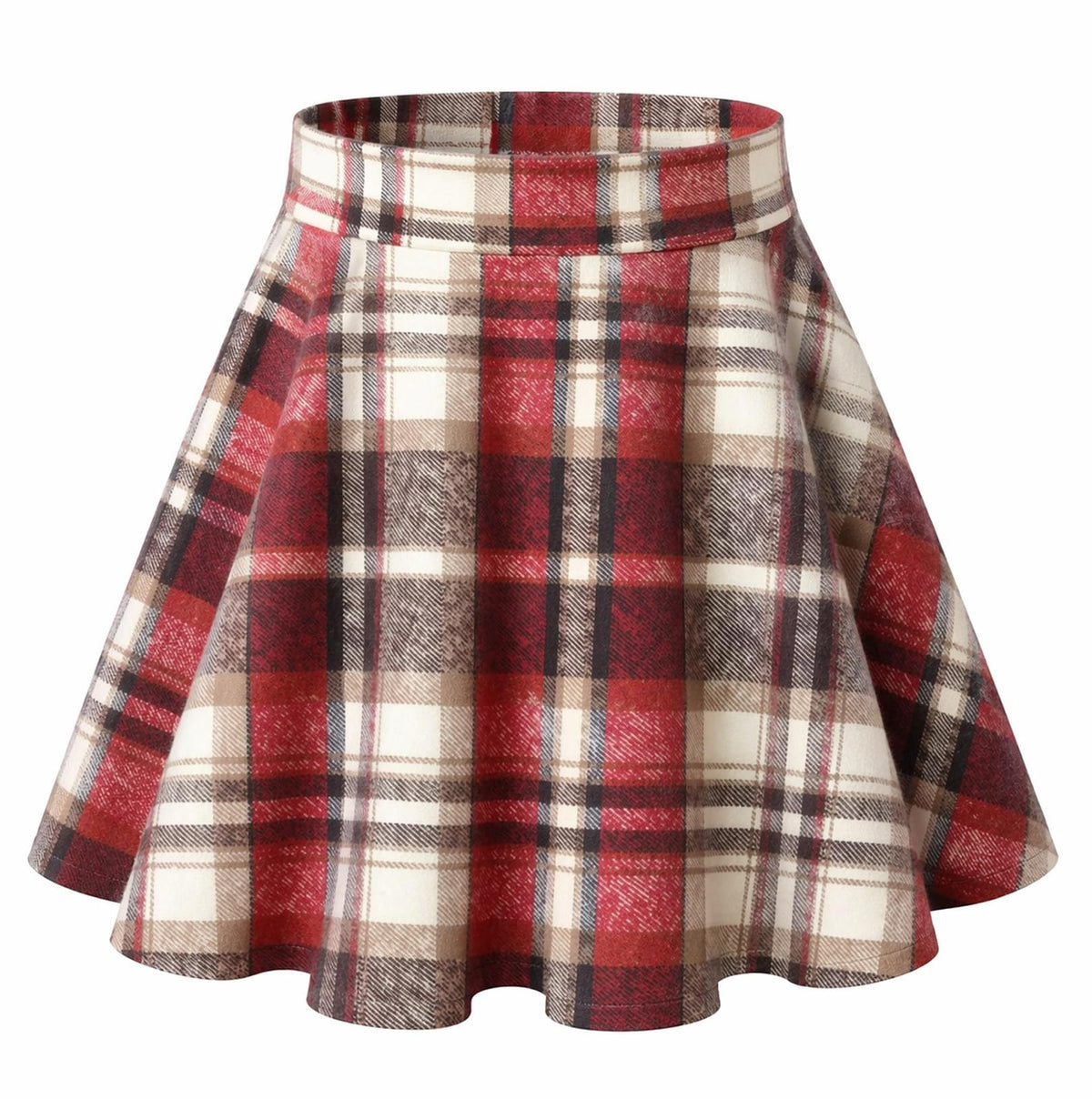 HOTOUCH Women's Skirt Casual Mini Skater Skirt Stretchy High Waist Flared Pleated A Line Basic Versatile Skirt