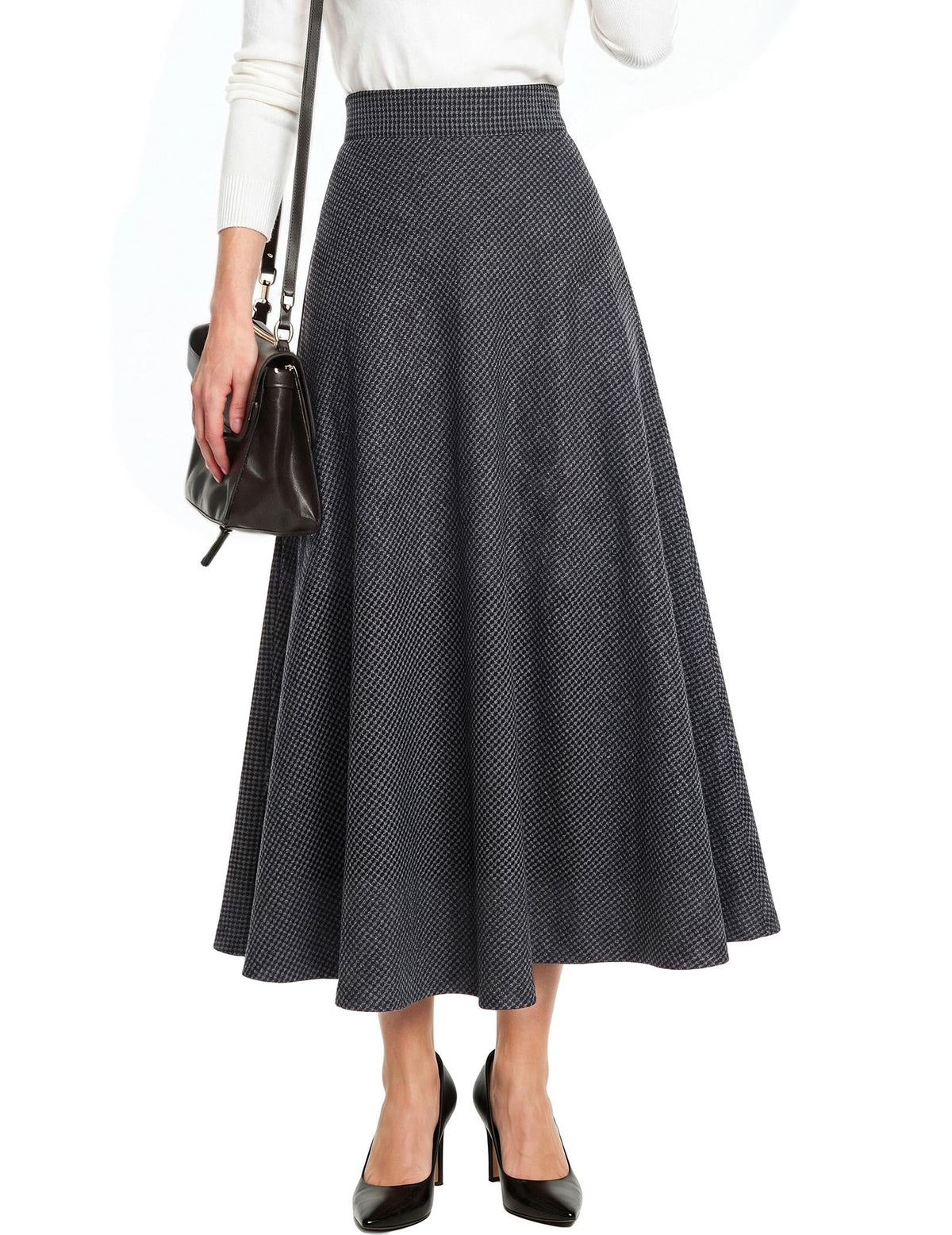 Zeagoo Plaid Skirts for Women Elastic Waist Aline Tartan Skirt with Pockets