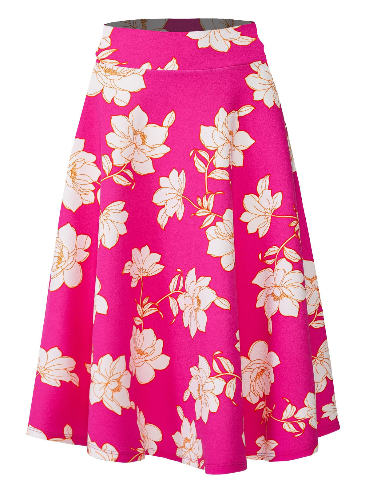 SSOULM A-Line Midi Skirt - Made in USA - Stretchy High Waisted Flare Skirts with Plus Size