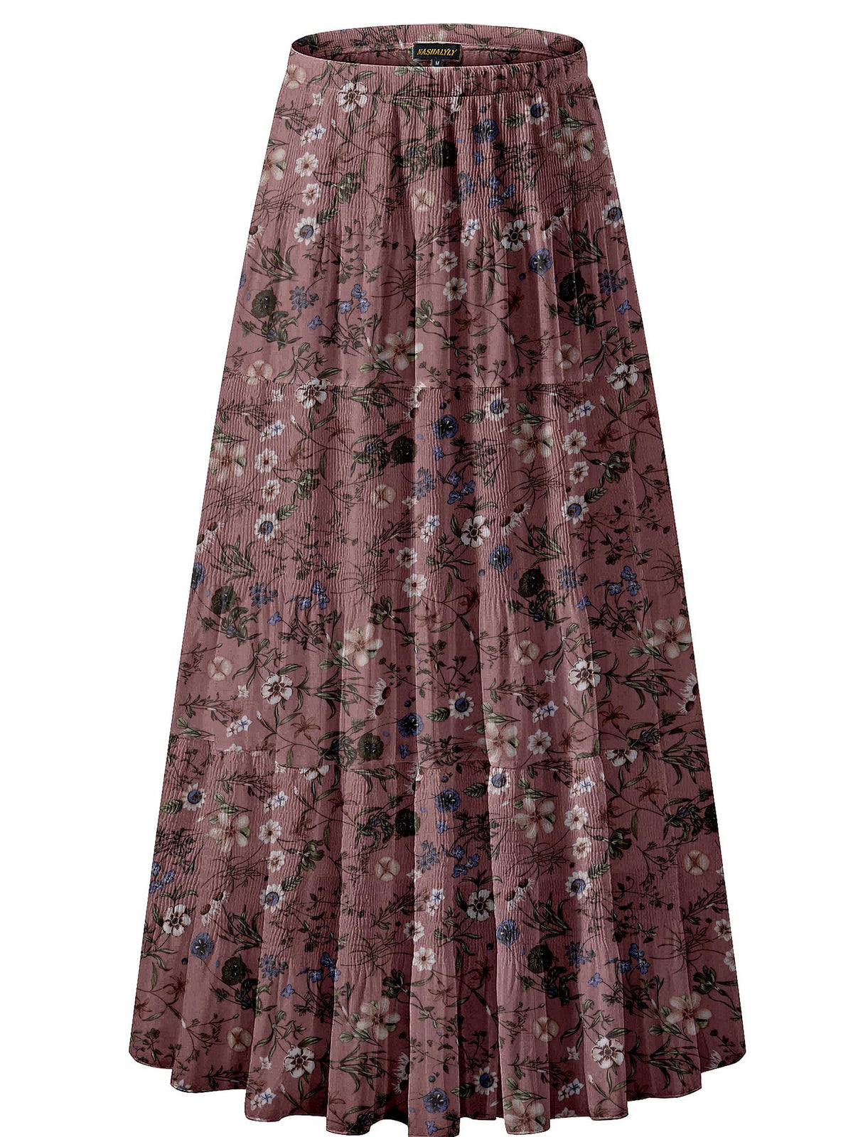 NASHALYLY Women's Chiffon Elastic High Waist Pleated A-Line Maxi Skirts