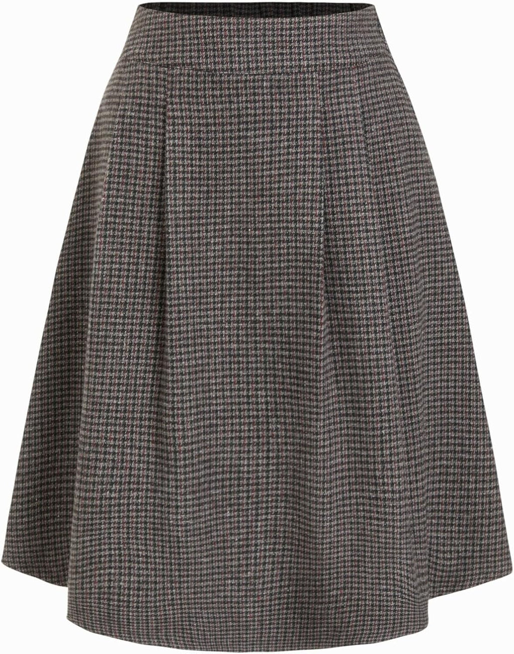 CIDER Plaid Pleated Midi Skirt with Pockets Office Fall Skirt