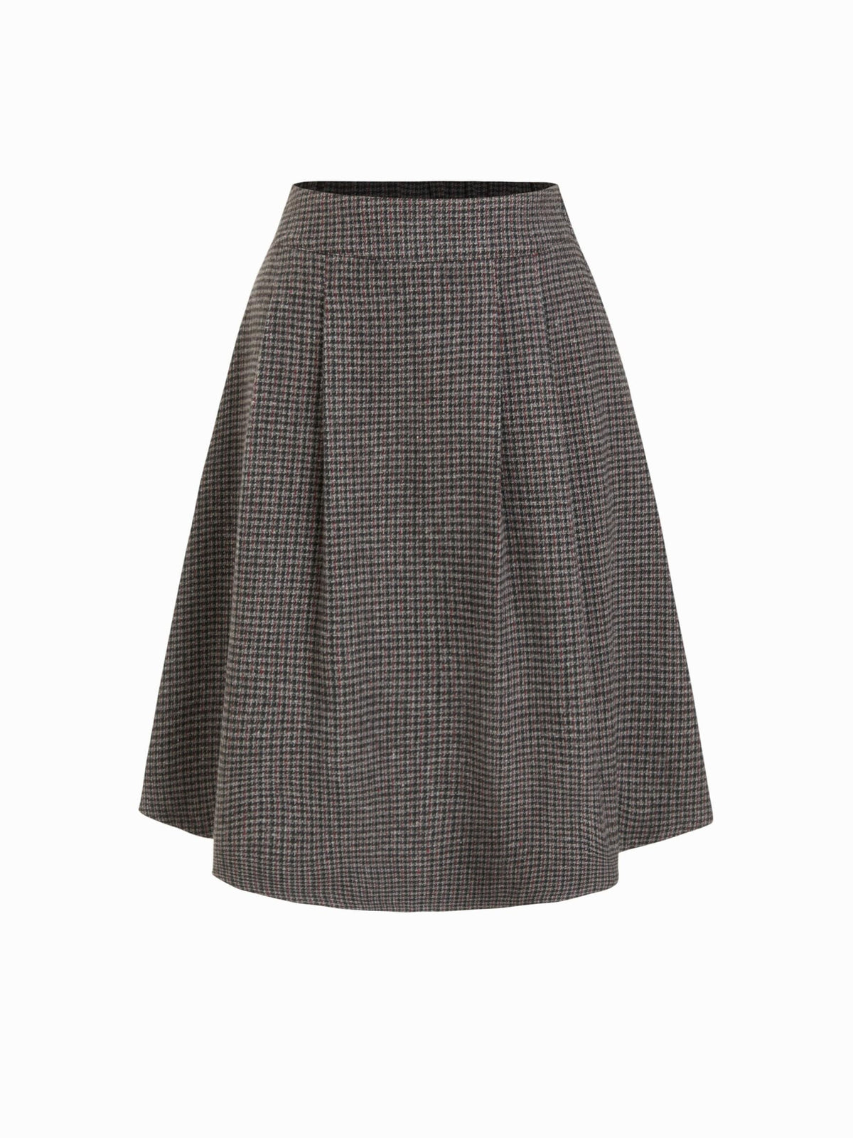 CIDER Plaid Pleated Midi Skirt with Pockets Office Fall Skirt