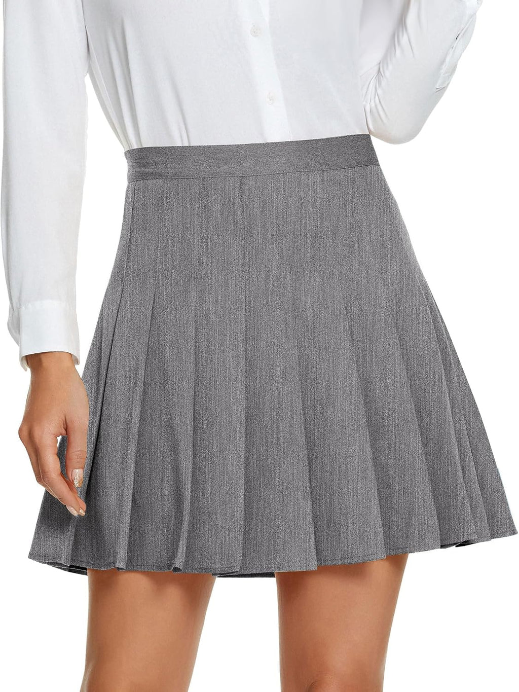 Urban CoCo Women's Pleated High Waist Solid School Uniform Skirt