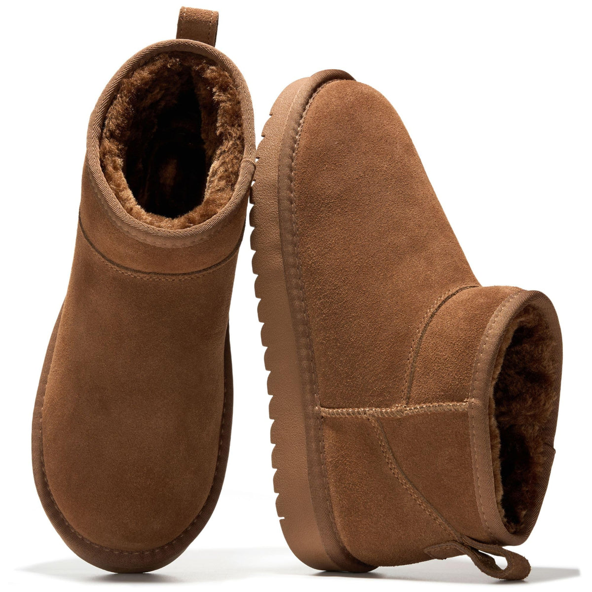 100% Genuine Leather Womens Boots Fur-Lined Booties Ankle Boots for Women