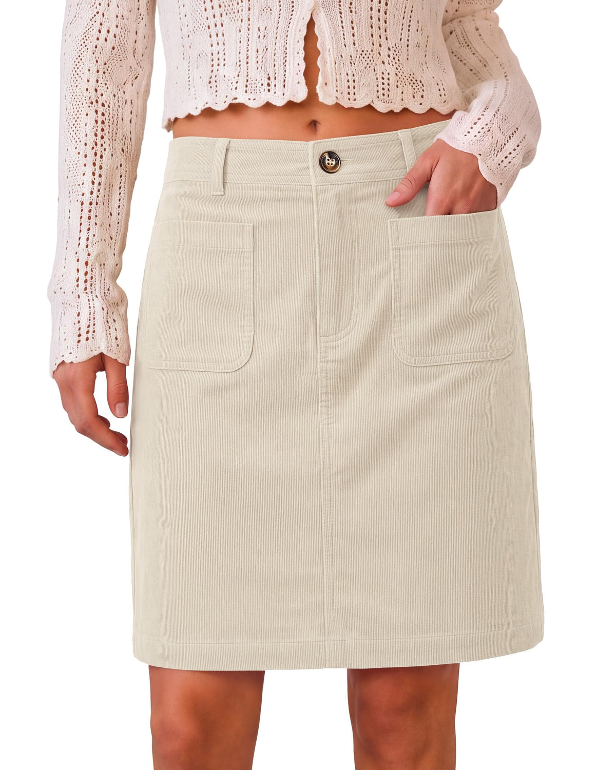 LookbookStore Corduroy Skirts for Women High Waisted Stretchy Short Skirts