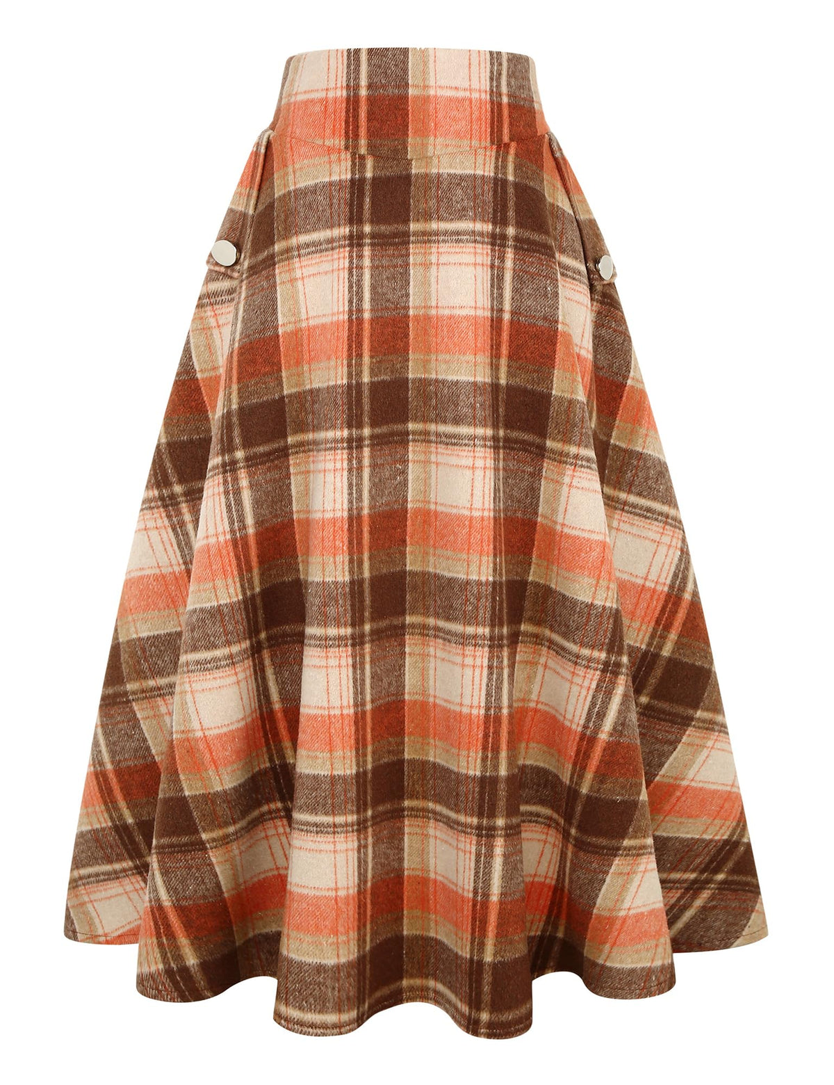 IDEALSANXUN Women’s Fall Winter High Waisted Wool Plaid A-line Long Skirt