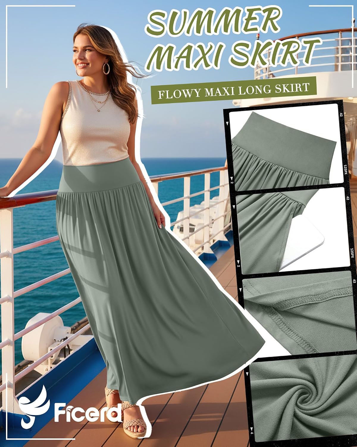 Ficerd 3 Pack Women Plus Size Skirts with Pockets