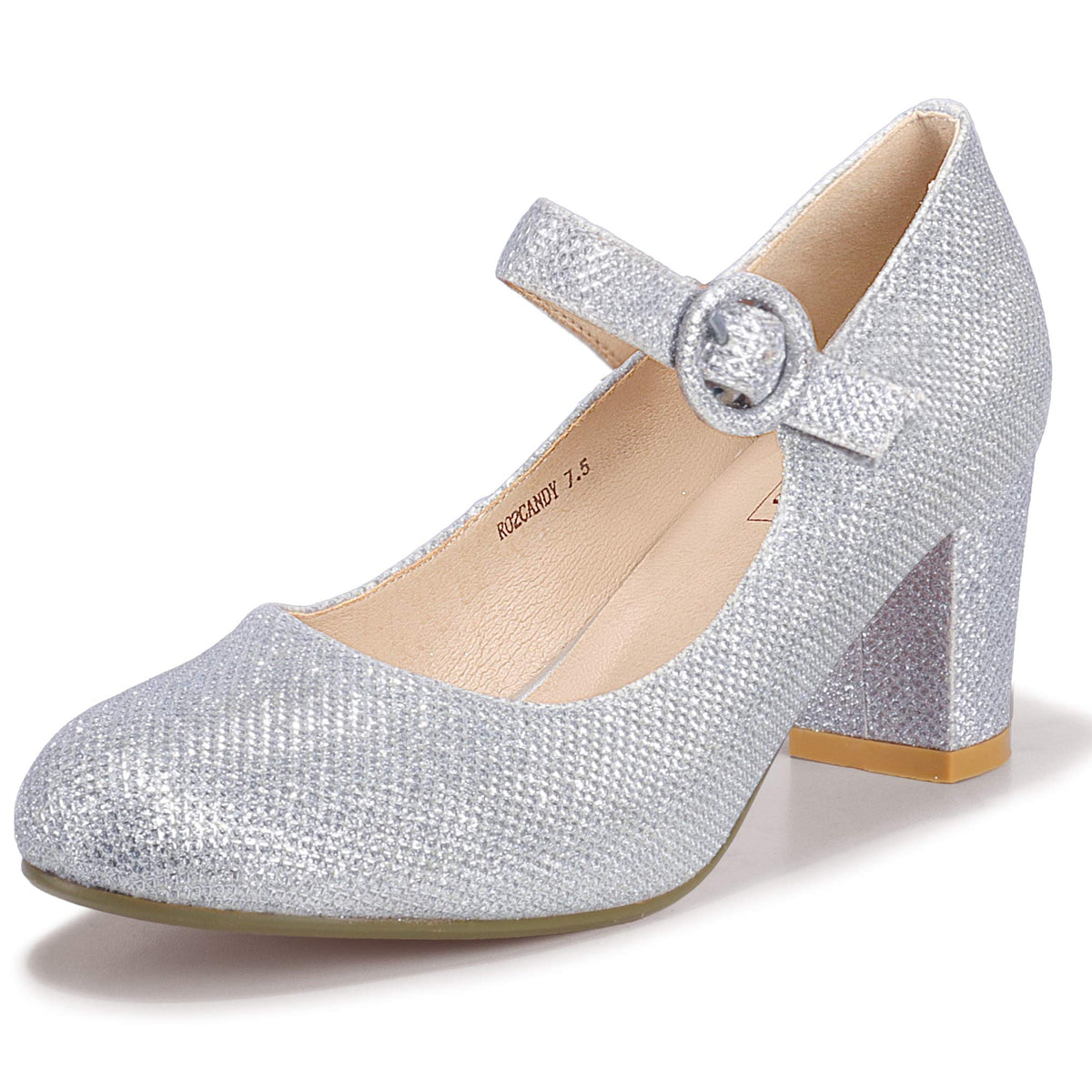 IDIFU Women's Mary Jane Dress Shoes Low Block Closed Round Toe Heels