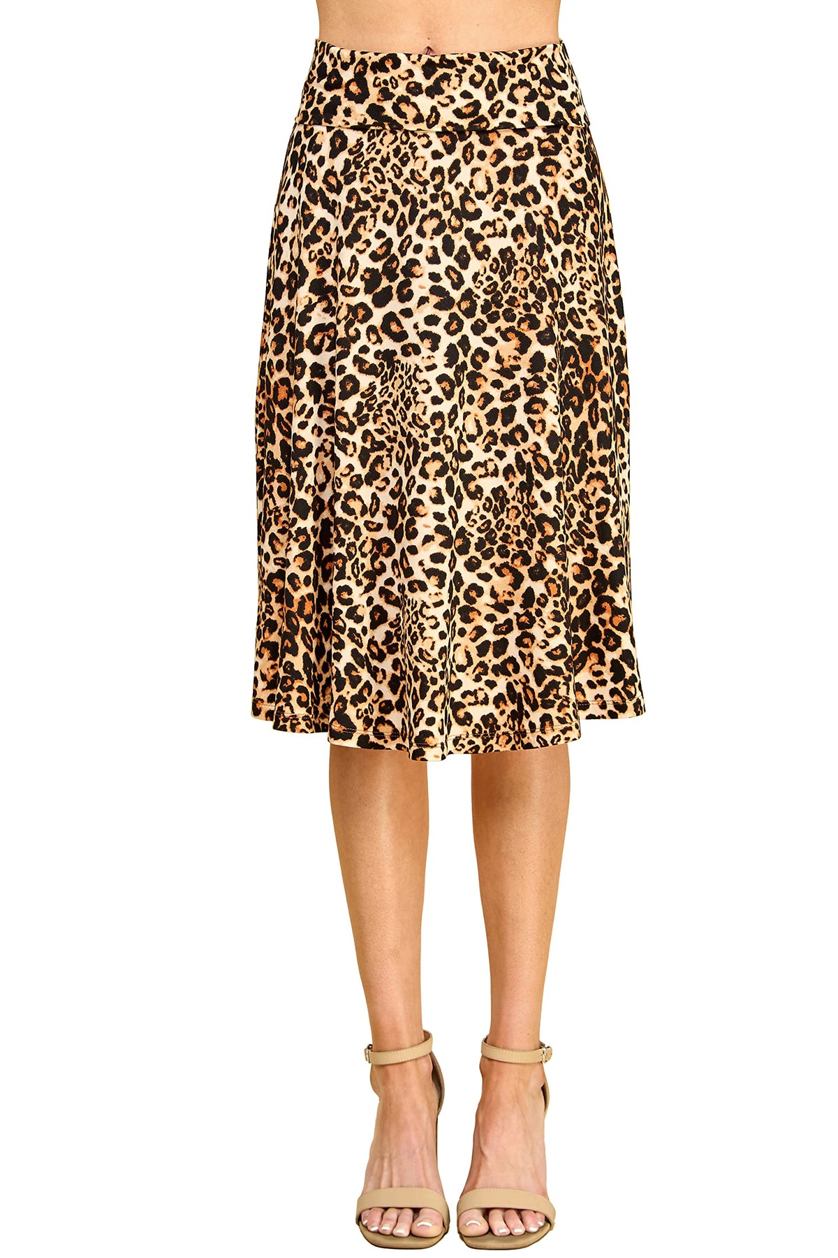 Lock and Love Women's Solid Ombre Lightweight Flare Midi Pull On Closure Skirt S-XXXL Plus Size