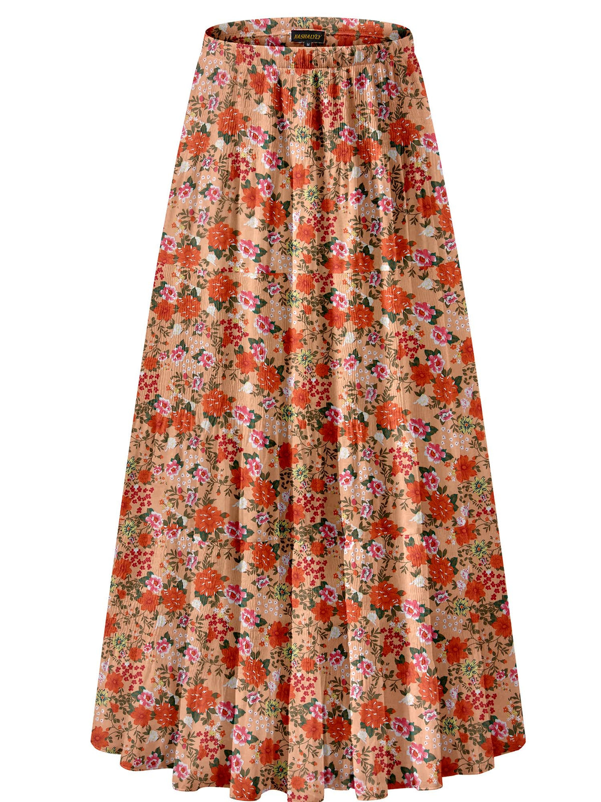 NASHALYLY Women's Chiffon Elastic High Waist Pleated A-Line Maxi Skirts