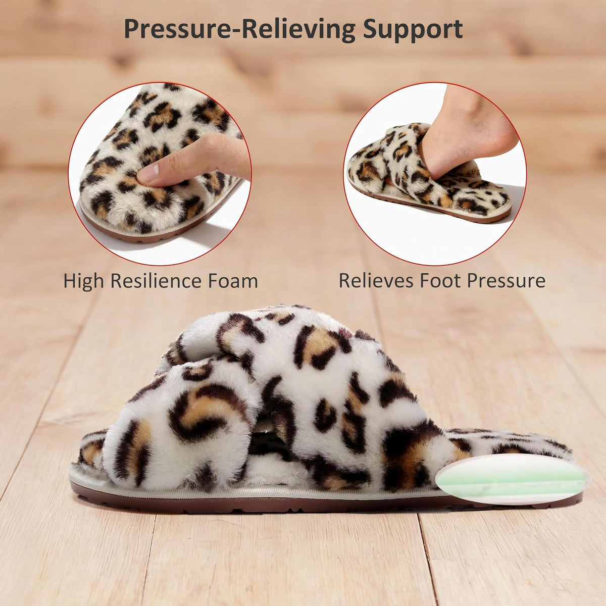 Crazy Lady Womens Fuzzy House Slippers Cross Band Memory Foam Sandals