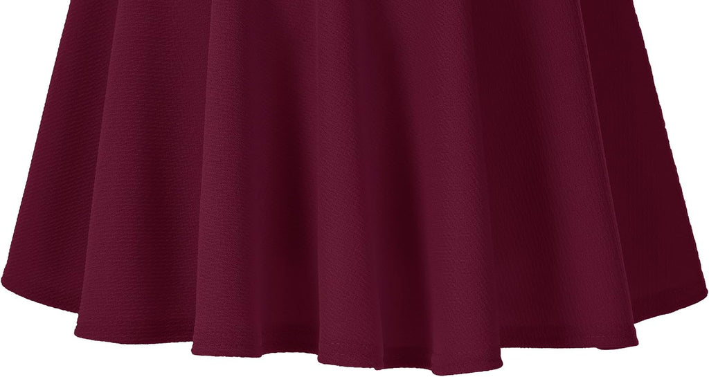 Urban CoCo Women's Basic Midi Skirt Versatile Stretchy Flared Casual High Waisted Skirt