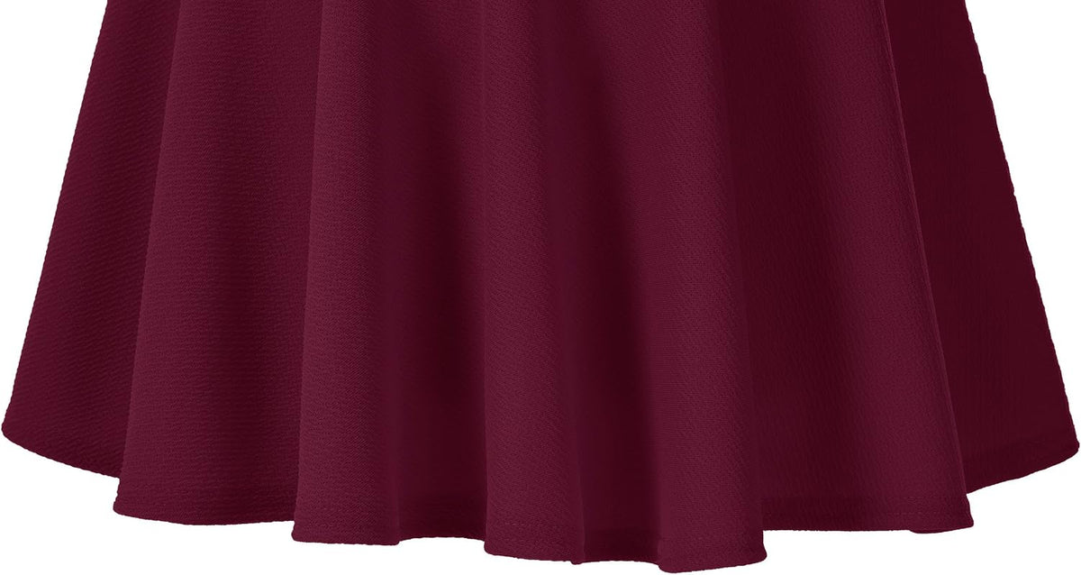 Urban CoCo Women's Basic Midi Skirt Versatile Stretchy Flared Casual High Waisted Skirt