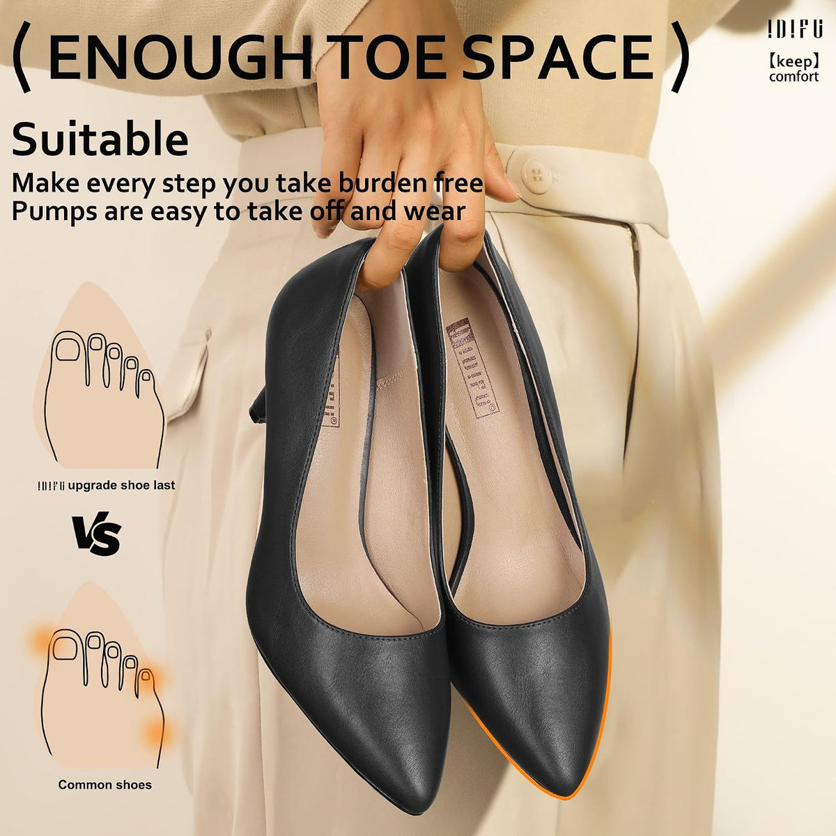 IDIFU High Closed Toe Heels Women's Pumps Pointed Stiletto Dress Shoes