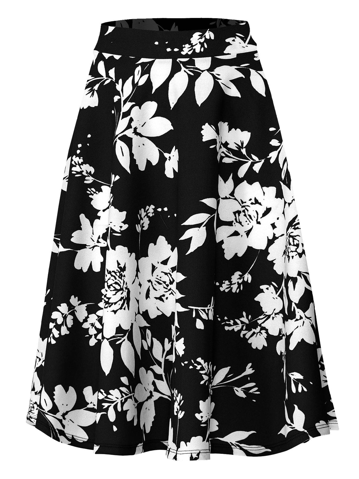 SSOULM A-Line Midi Skirt - Made in USA - Stretchy High Waisted Flare Skirts with Plus Size