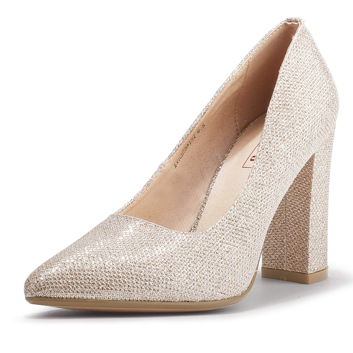 IDIFU Women's IN4 Chunky High Heels Closed Pointed Toe Pumps
