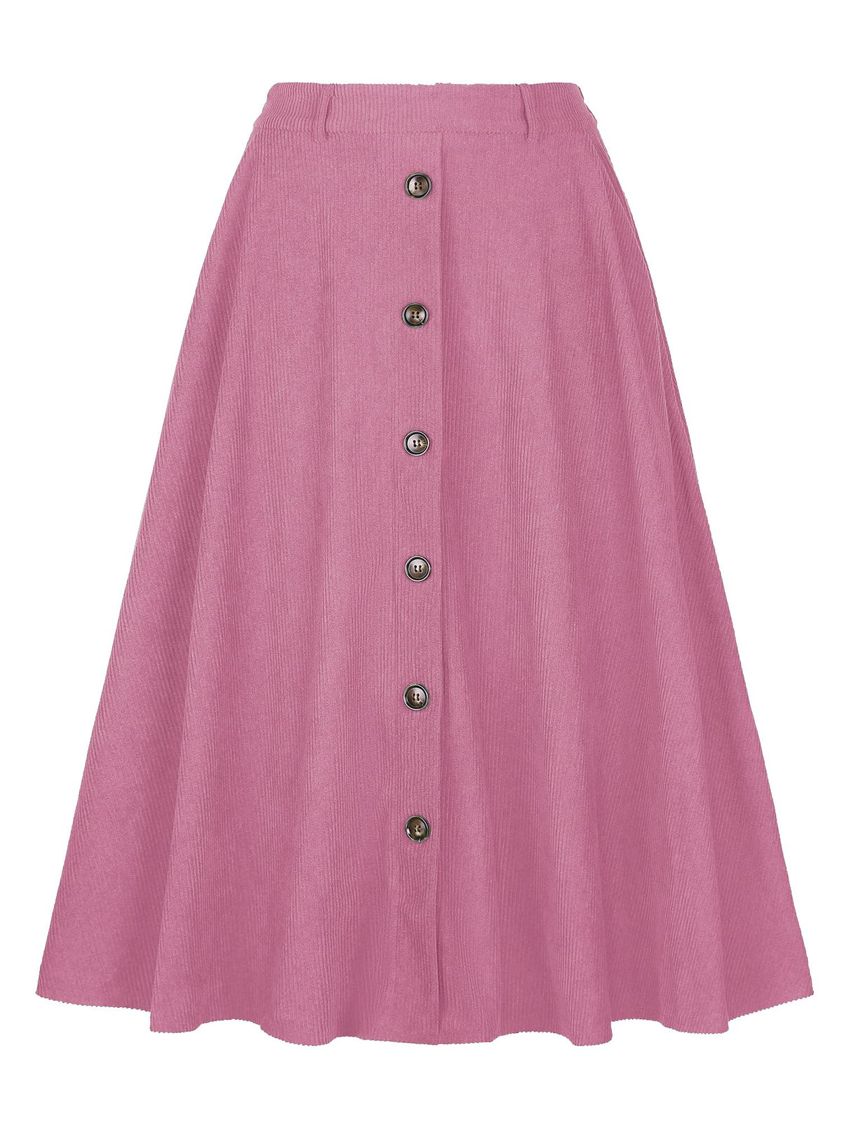 Allegra K Corduroy Skirt for Women Button Front High Waist Vintage Stretch A-Line Flared Casual Midi Skirts with Pockets