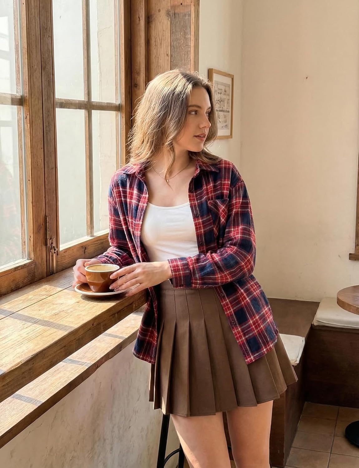 DRESS NICES Women Pleated Skirt A-Line Short Mini Basic Skirt School Uniform Cheerleader Skirts Skater Skirt