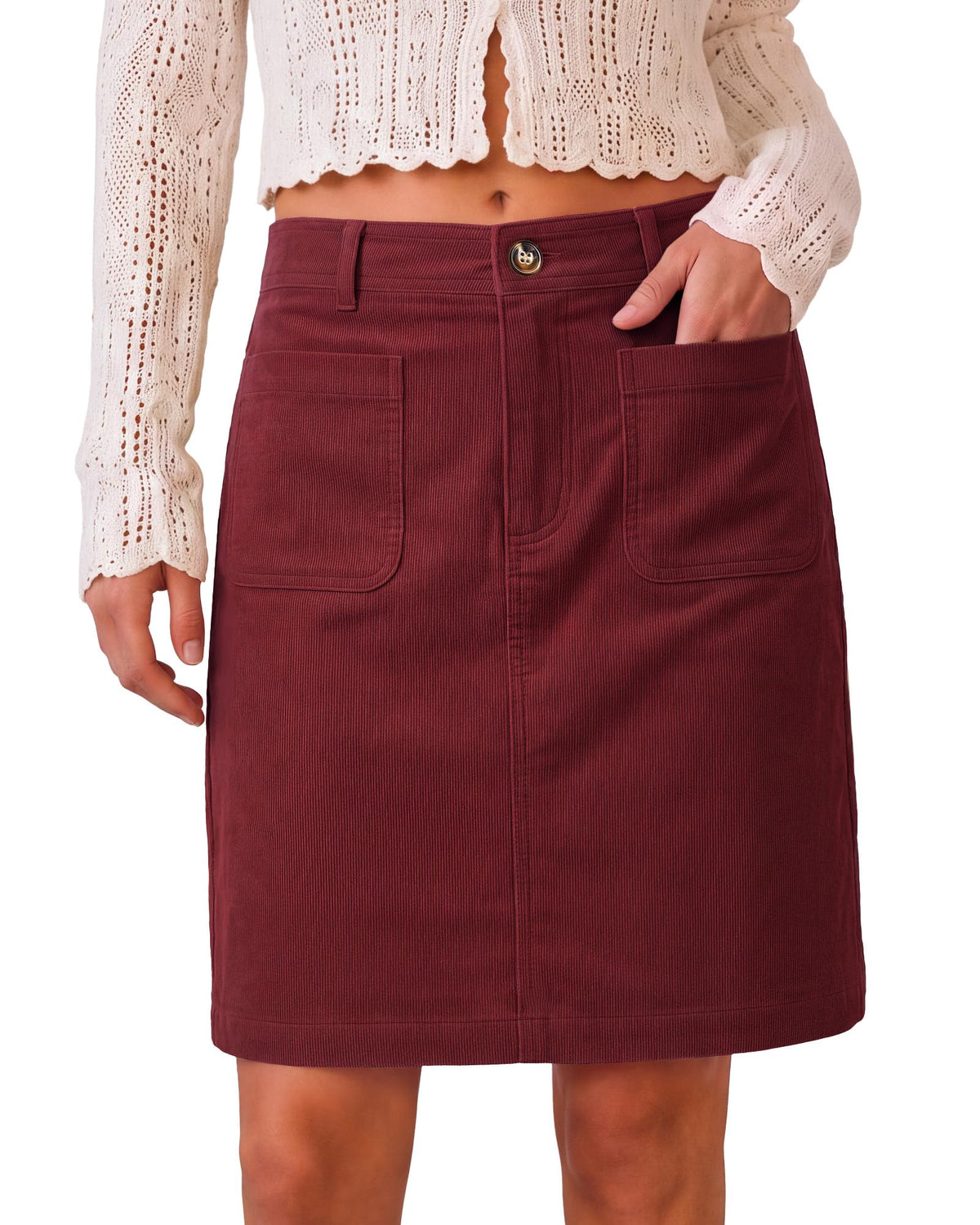 LookbookStore Corduroy Skirts for Women High Waisted Stretchy Short Skirts
