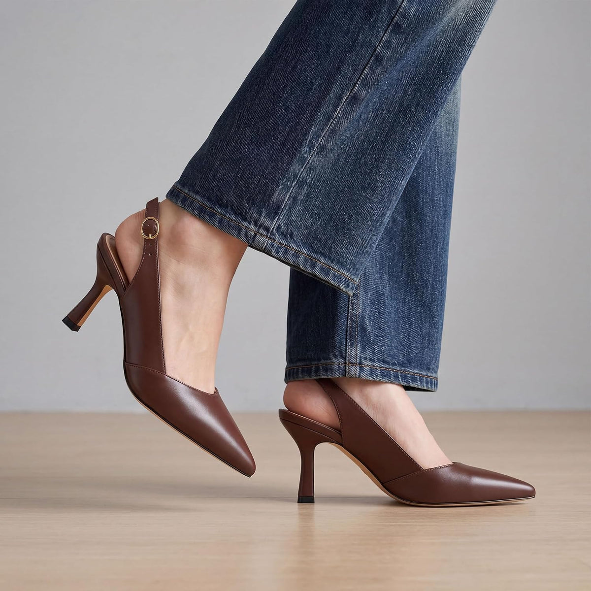 VICKI·VICKI Slingback Kitten Heels for Women Pointed Closed Toe Heels Dressy Pumps Shoes for Wedding Office Party