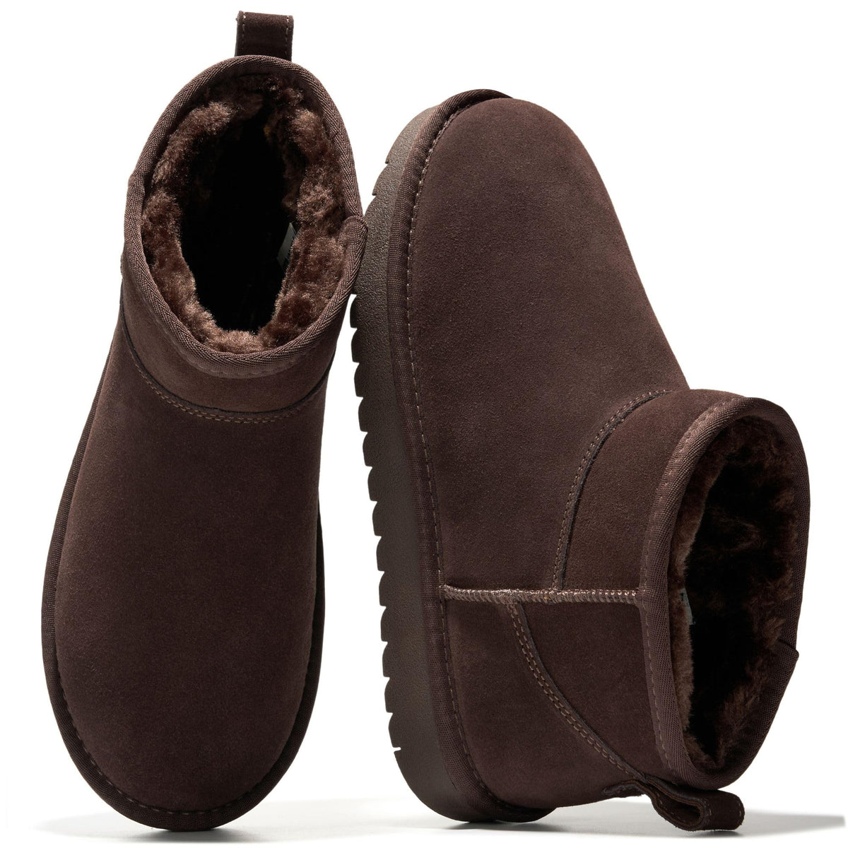 100% Genuine Leather Womens Boots Fur-Lined Booties Ankle Boots for Women