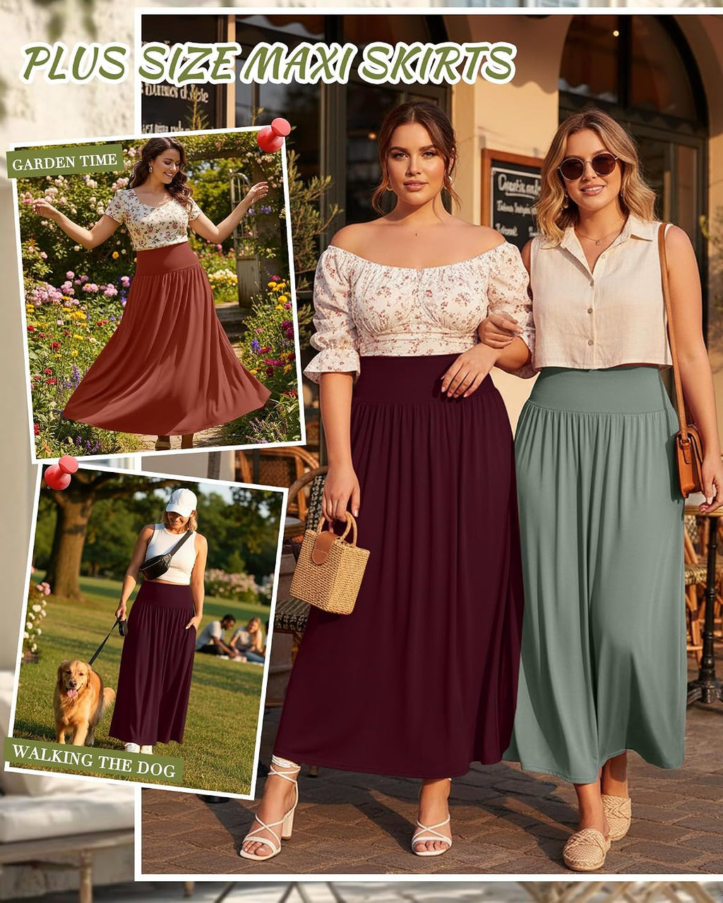Ficerd 3 Pack Women Plus Size Skirts with Pockets