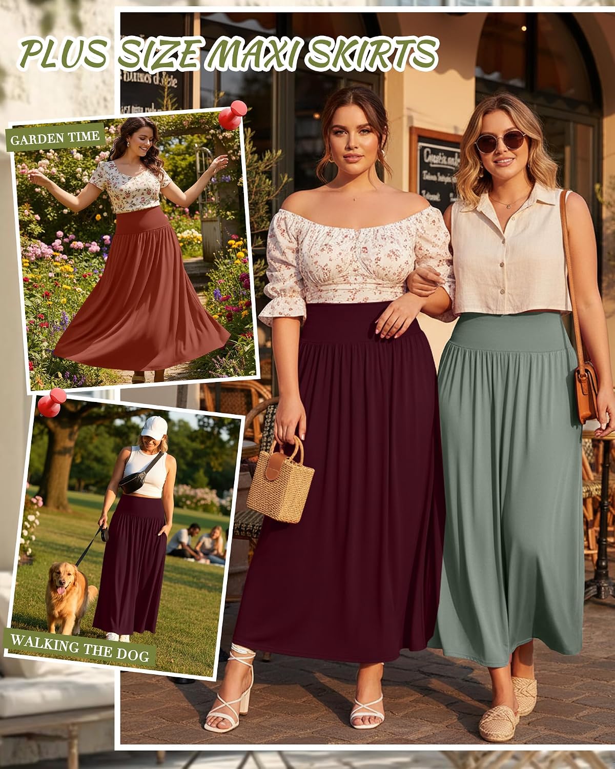 Ficerd 3 Pack Women Plus Size Skirts with Pockets